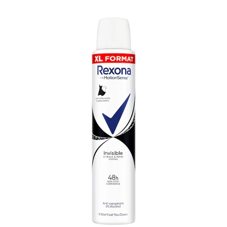 REXONA DEO 200ML W.INVISIBLE BLACK&WHITE