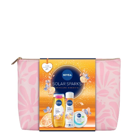 NIVEA SET W 60073464 SOLAR SPARKS (GEL ZA TUŠIRANJE 250ML + DEO 150ML + KREMA SOFT 200ML) NESESER